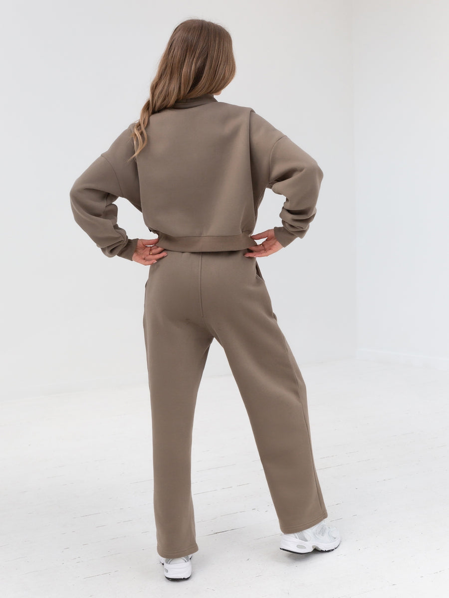 Everyday Wide Leg Sweatpants - Brown