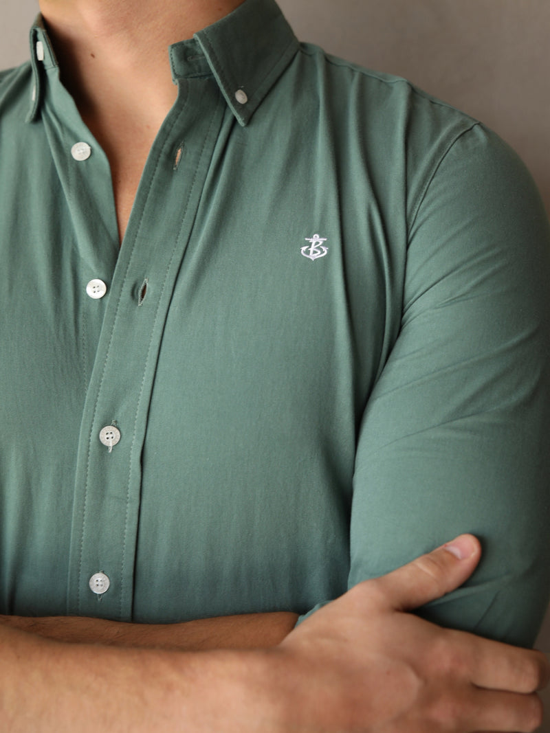 Newburgh Slim Fit Shirt - Forest Green