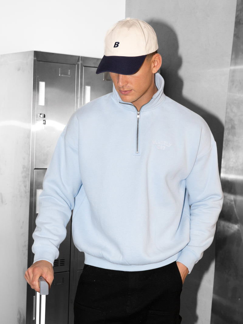 Miles Relaxed 1/4 Zip Sweater - Powder Blue