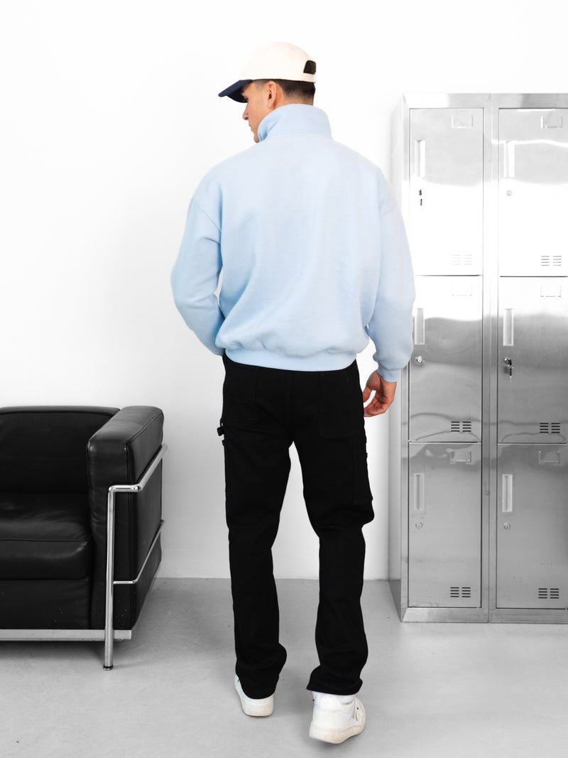 Miles Relaxed 1/4 Zip Sweater - Powder Blue