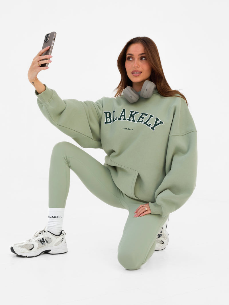 Varsity Oversized Hoodie - Light Green