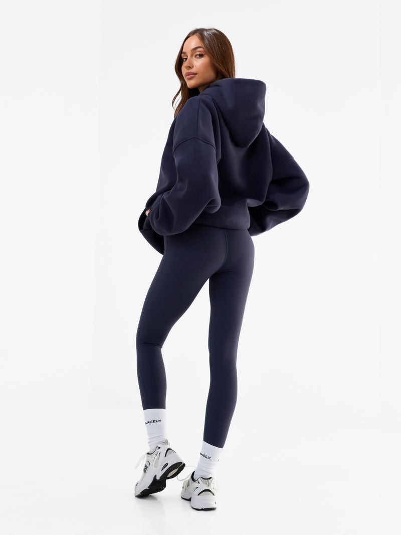 Varsity Oversized Hoodie - True Navy & Vintage Pink