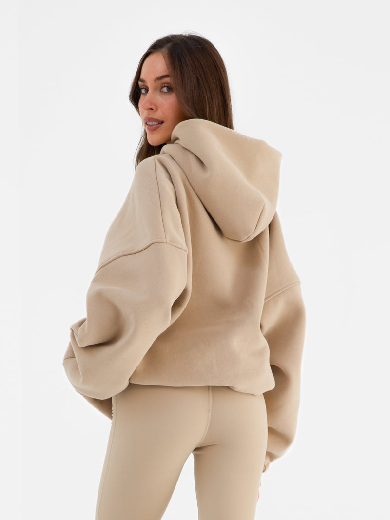 Varsity Oversized Hoodie - Tan