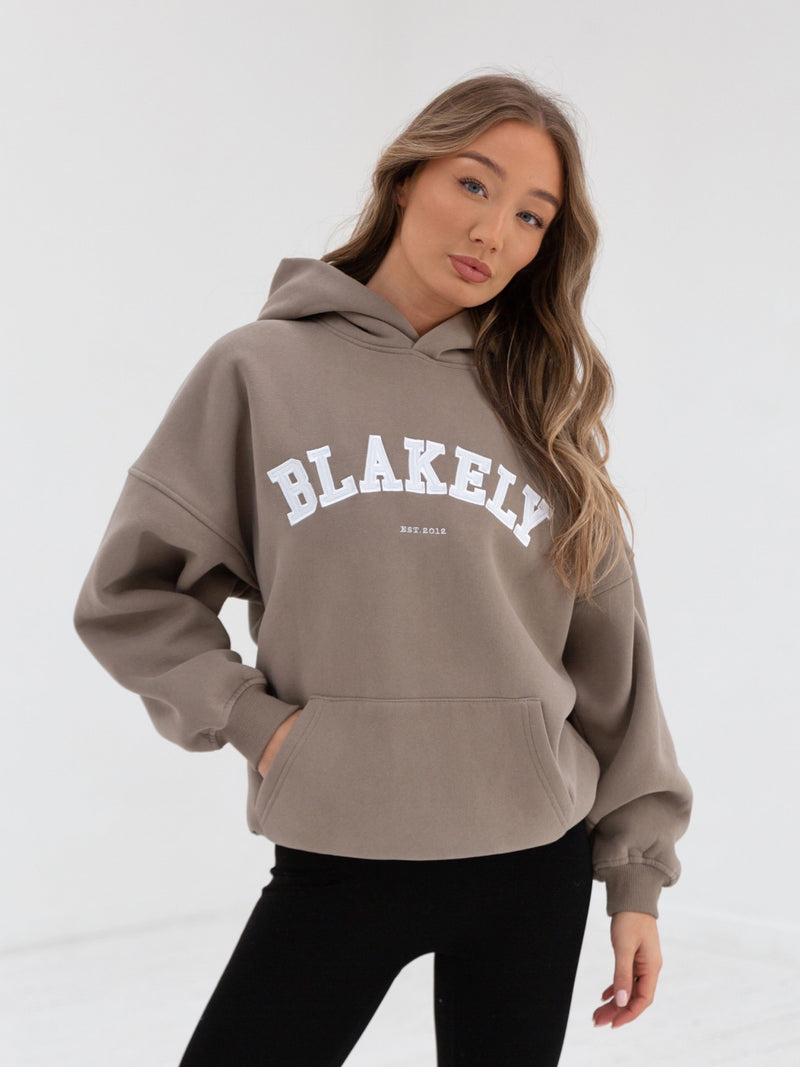 Varsity Oversized Hoodie - Light Beige