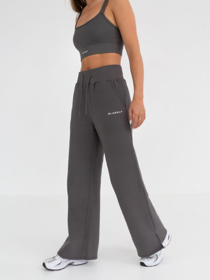 Soho Wide Leg Sweatpants - Charcoal