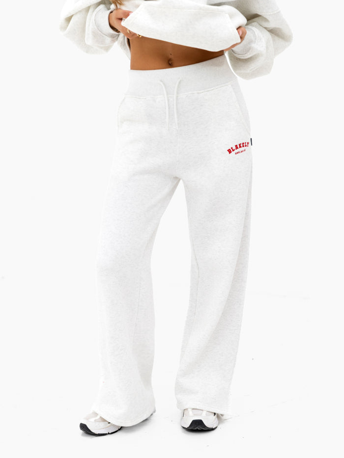 Heritage Wide Leg Sweatpants - Marl White & Chili Red