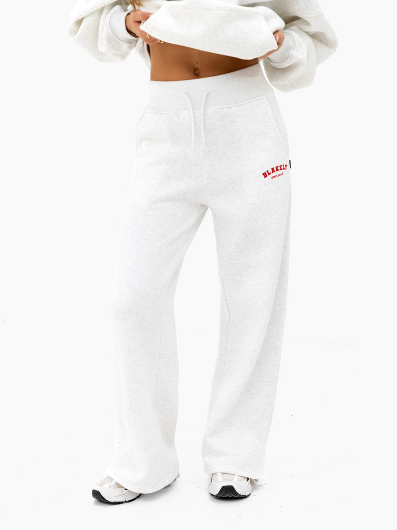 Heritage Wide Leg Sweatpants - Marl White & Chili Red