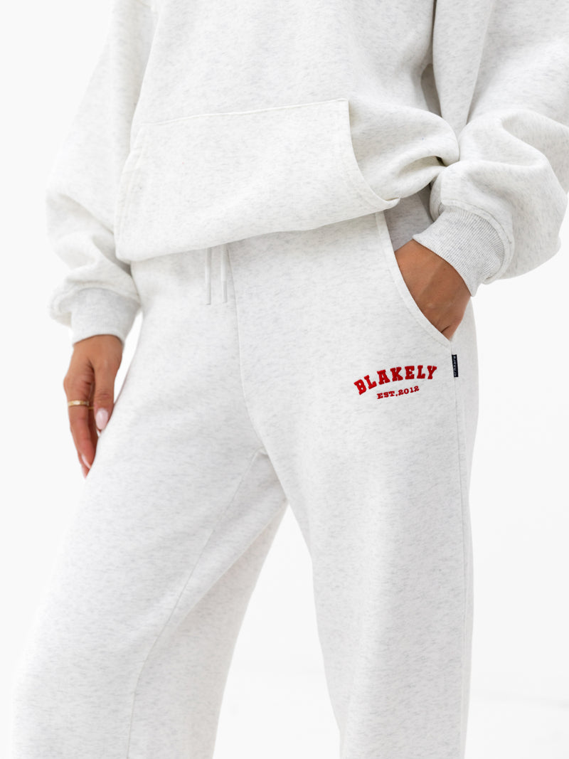 Heritage Wide Leg Sweatpants - Marl White & Chili Red