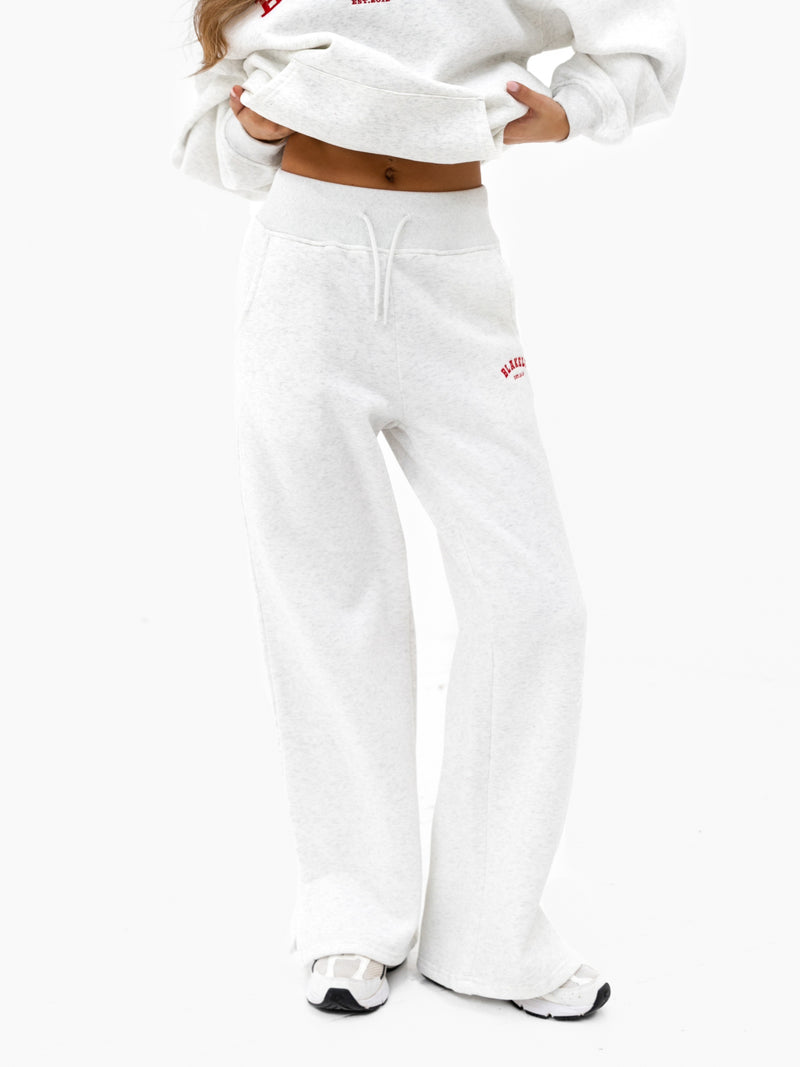 Heritage Wide Leg Sweatpants - Marl White & Chili Red