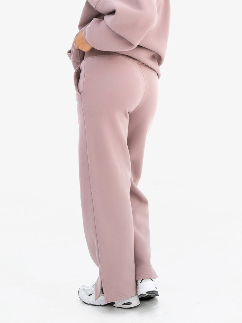 Varsity Wide Leg Sweatpants - Dusty Pink