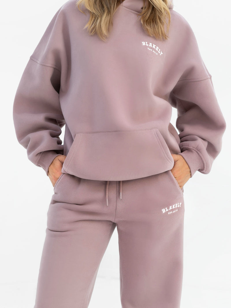 Varsity Wide Leg Sweatpants - Dusty Pink