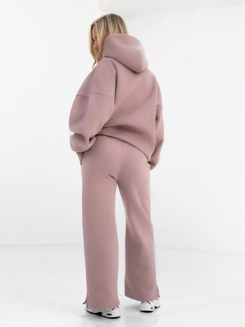 Varsity Wide Leg Sweatpants - Dusty Pink