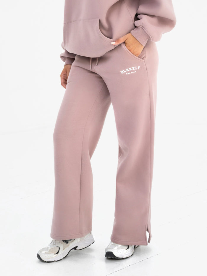 Varsity Wide Leg Sweatpants - Dusty Pink