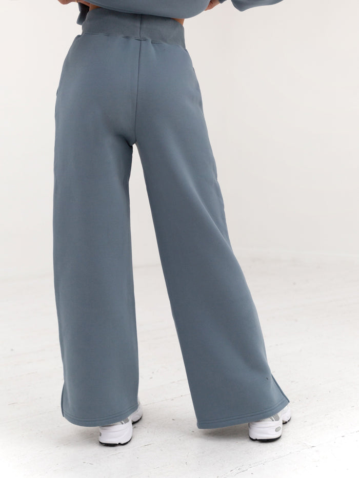 Varsity Wide Leg Sweatpants - Blue