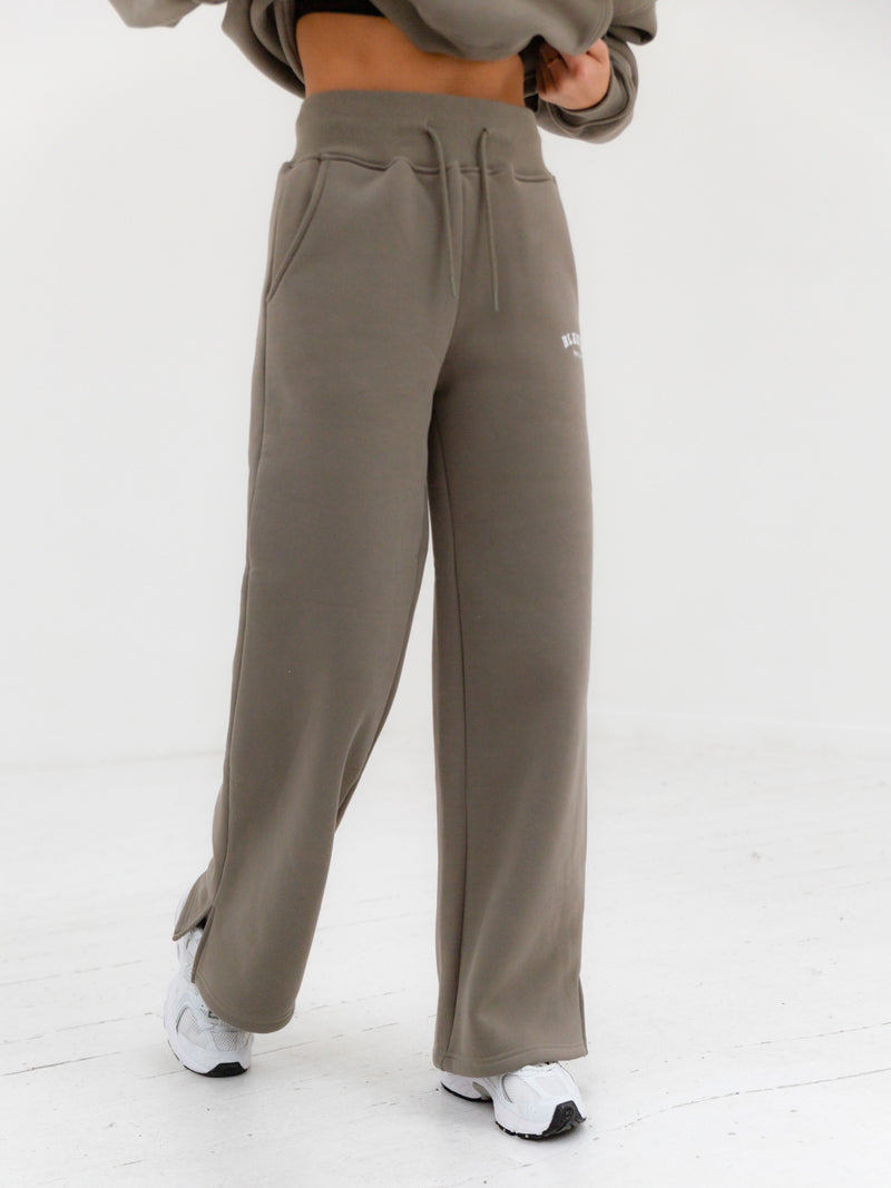 Varsity Wide Leg Sweatpants - Safari Green