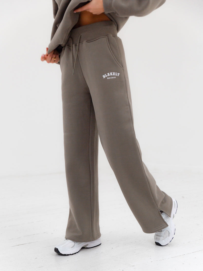 Varsity Wide Leg Sweatpants - Safari Green