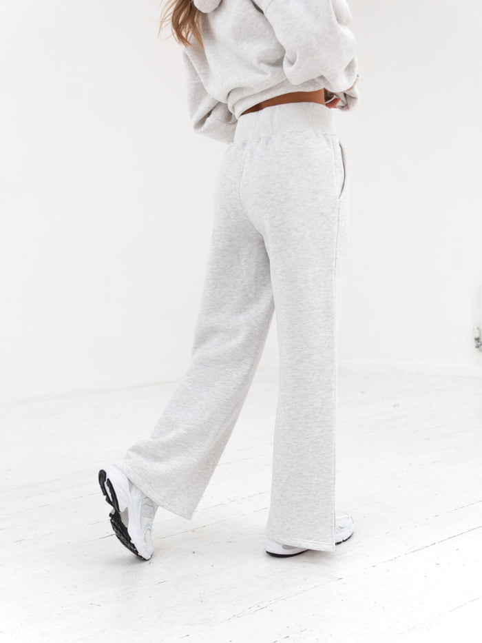 Varsity Wide Leg Sweatpants - Marl White