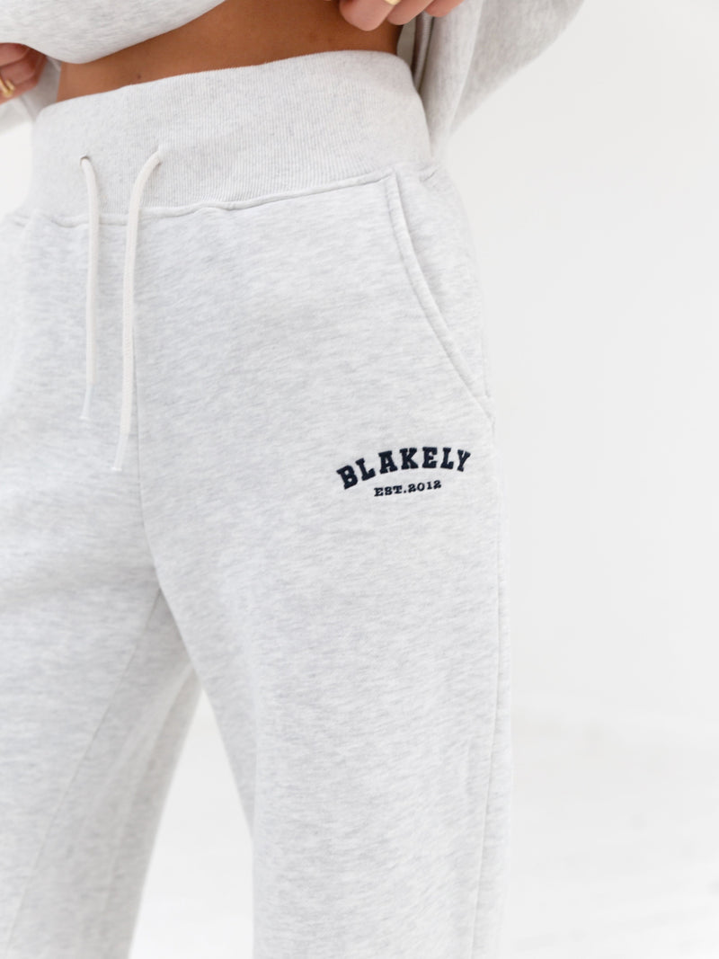 Varsity Wide Leg Sweatpants - Marl White