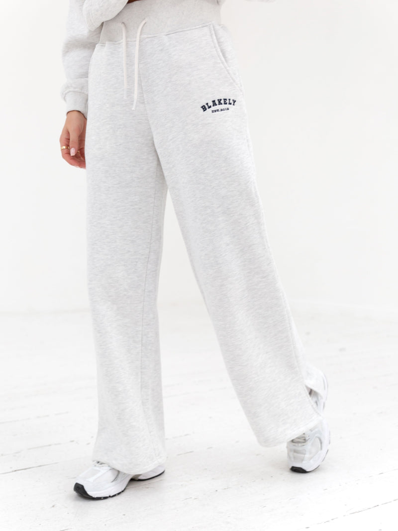 Varsity Wide Leg Sweatpants - Marl White