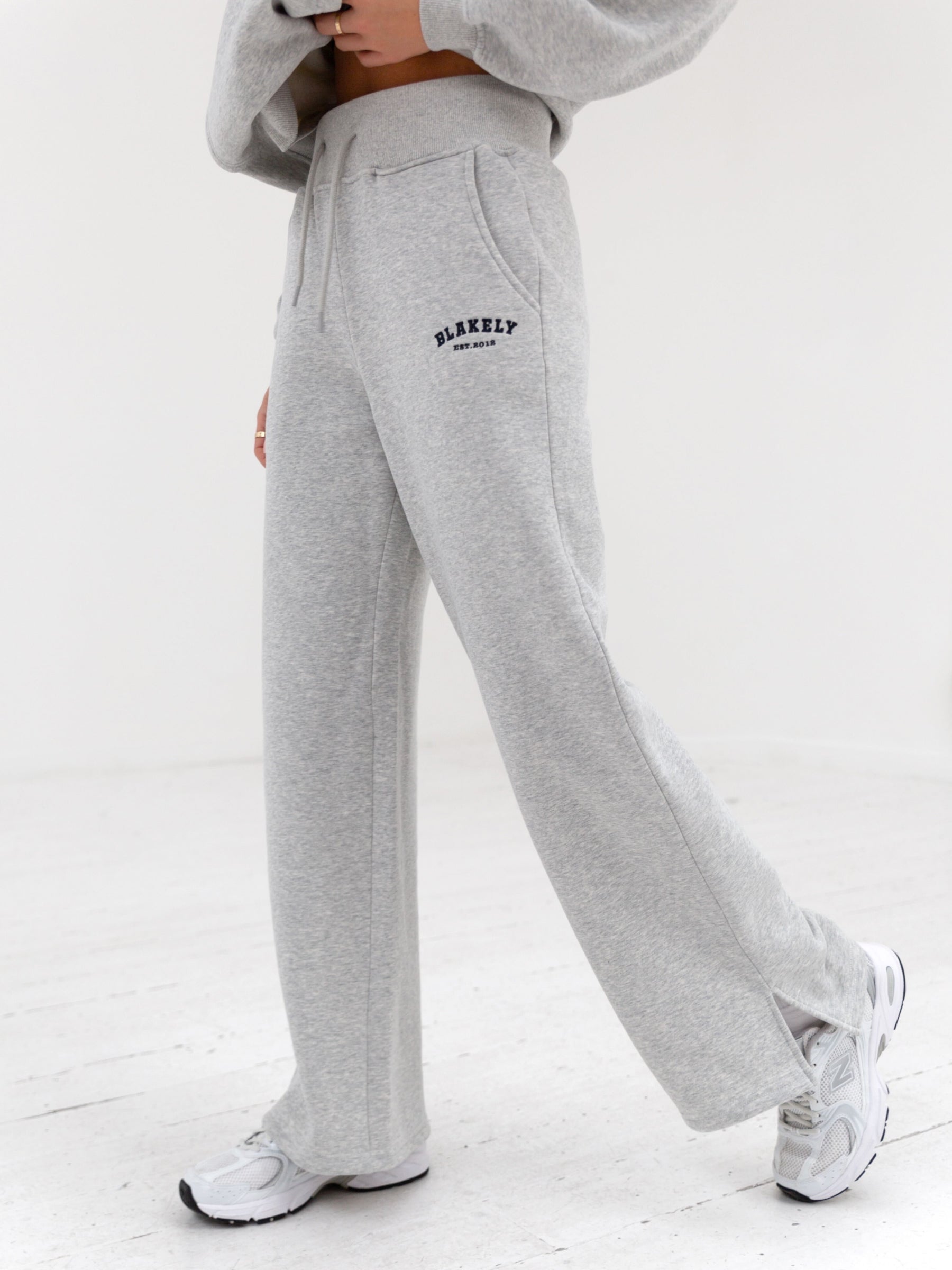 Buy Blakely Womens Marl Grey Varsity Wide Leg Sweatpants | Free ...