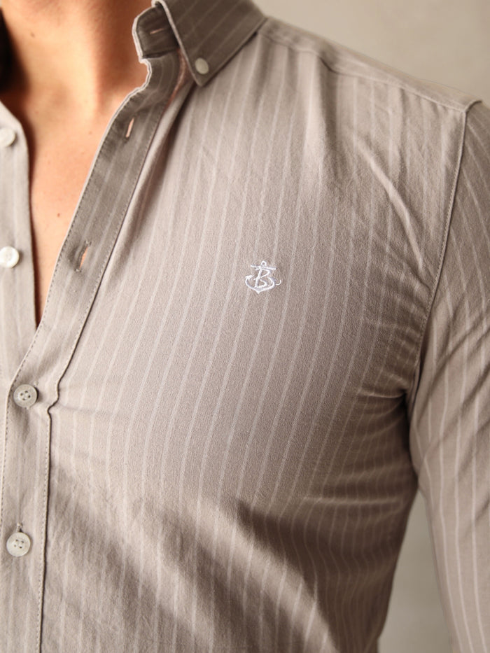 Modena Stripe Shirt - Light Grey