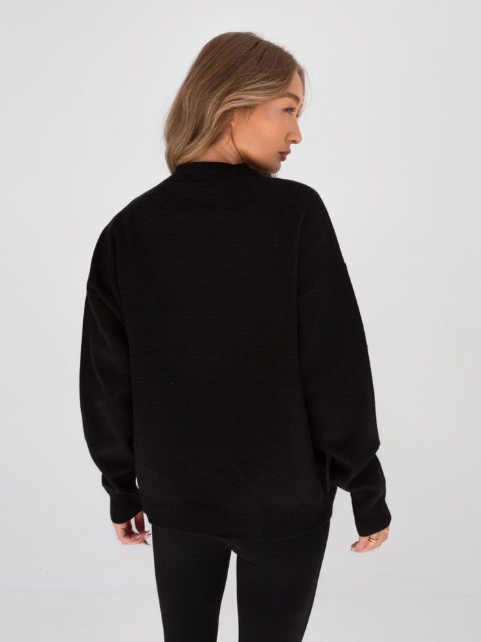 Soho Oversized Knitted Jumper - Black