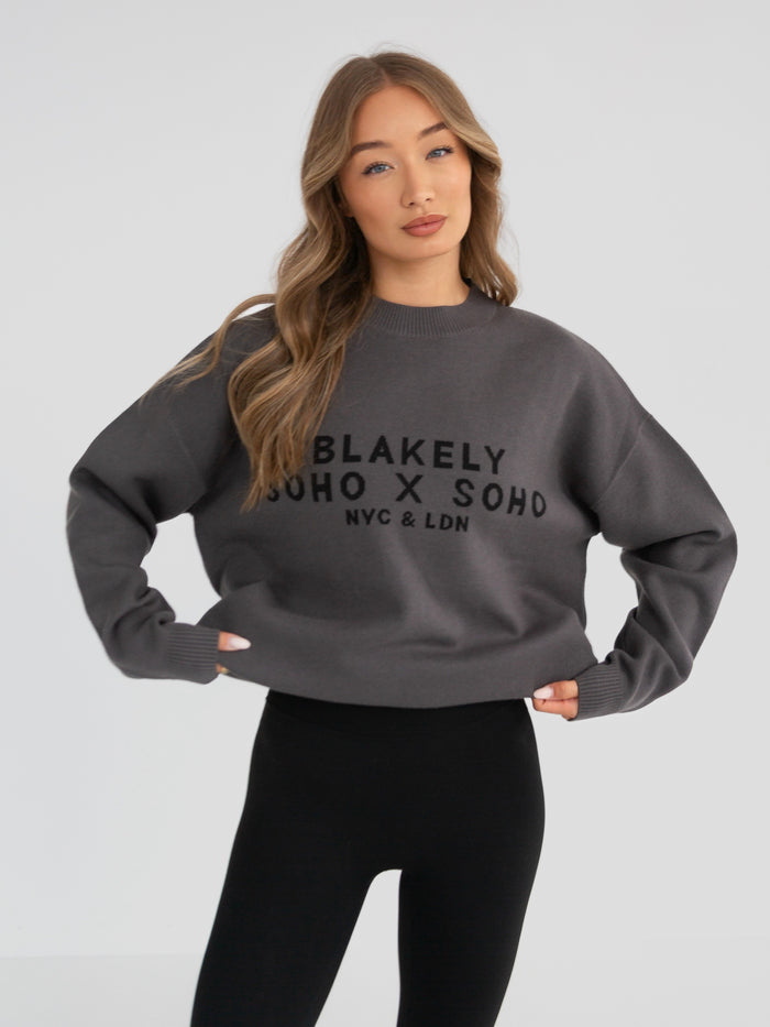 Soho Oversized Knitted Jumper - Charcoal