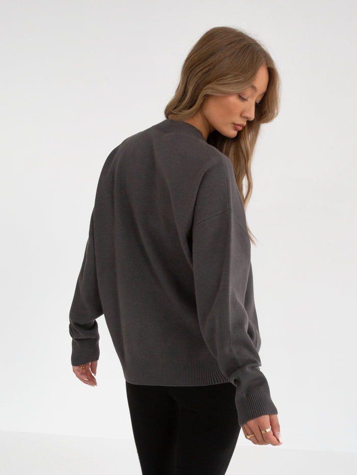 Soho Oversized Knitted Jumper - Charcoal