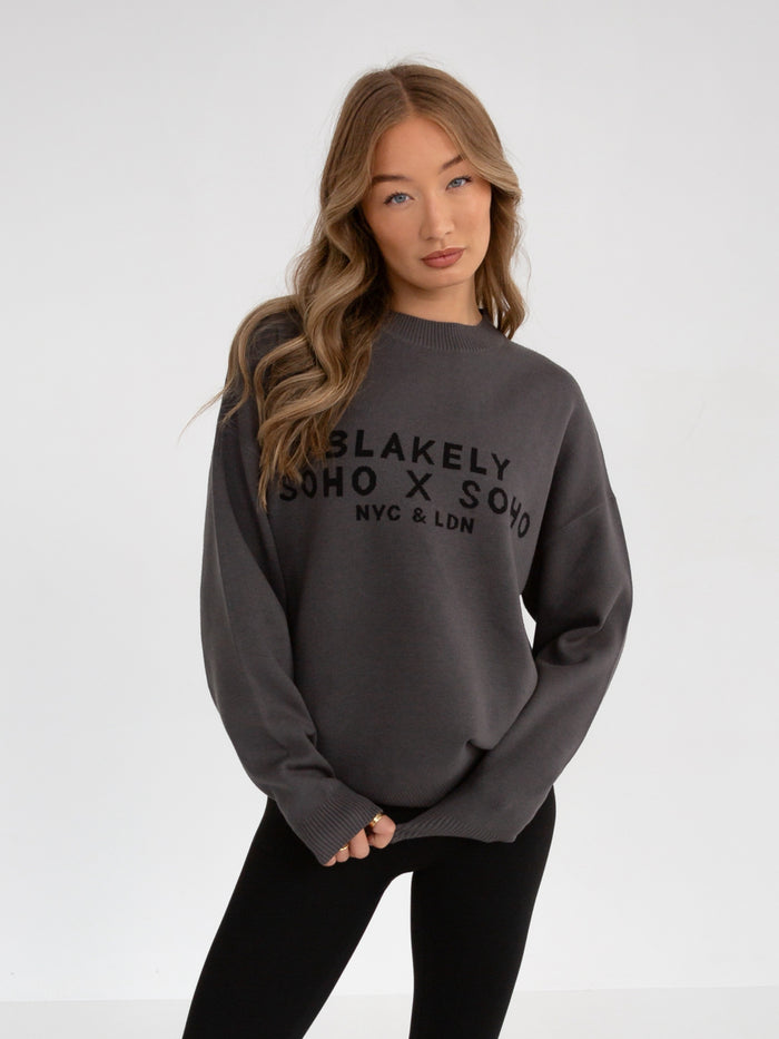 Soho Oversized Knitted Jumper - Charcoal