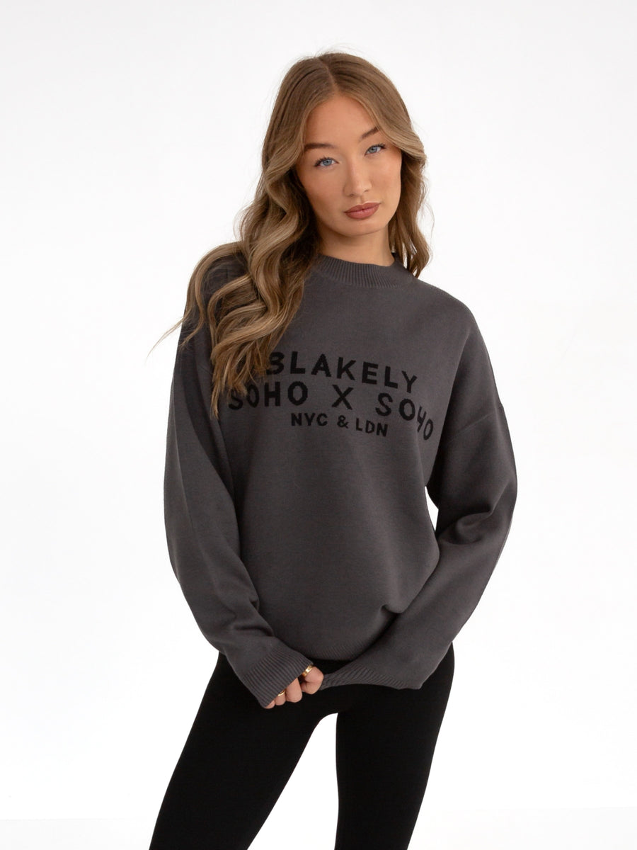 Soho Oversized Knitted Jumper - Charcoal