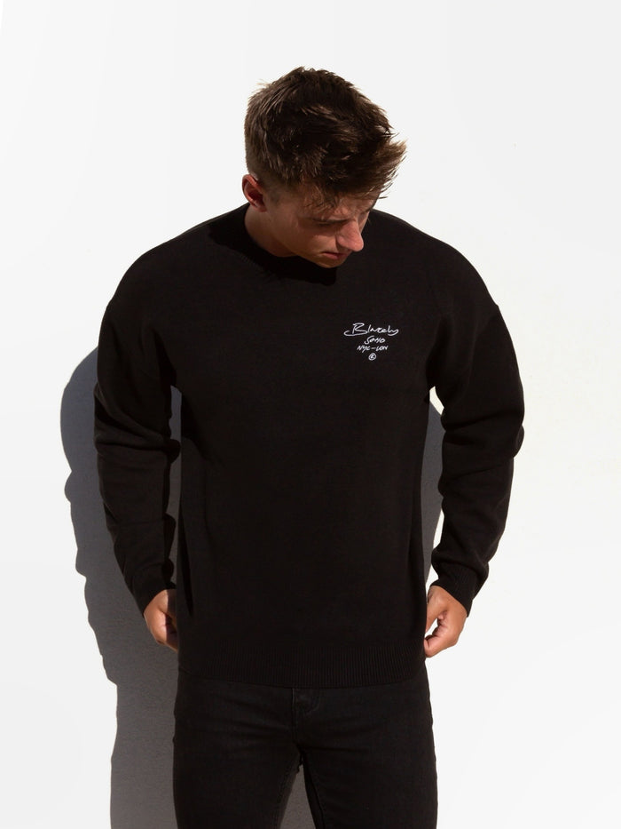 Soho Relaxed Script Jumper - Black