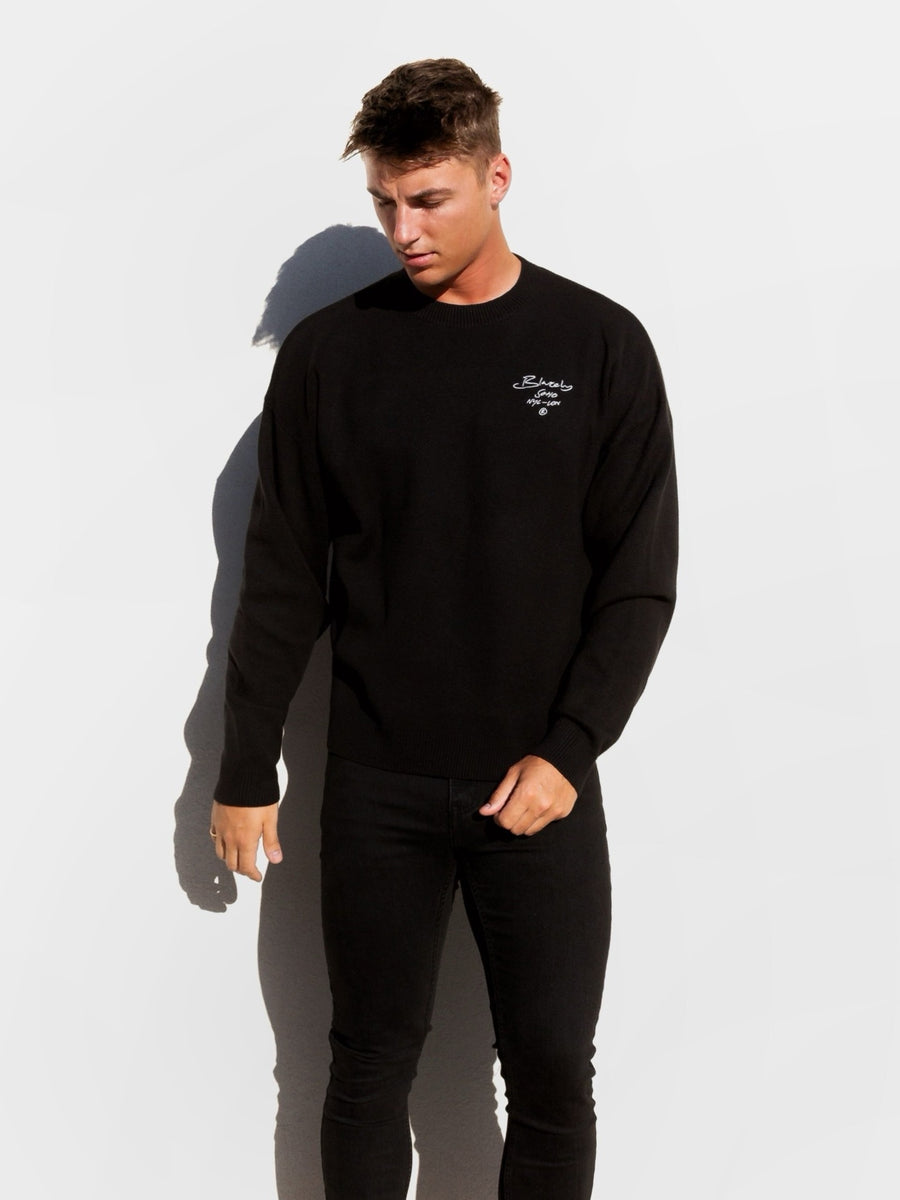 Soho Relaxed Script Jumper - Black