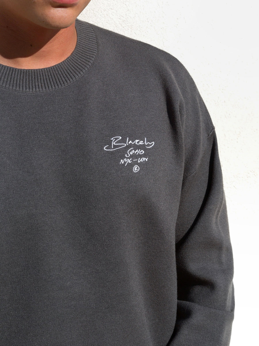 Soho Relaxed Script Jumper - Charcoal