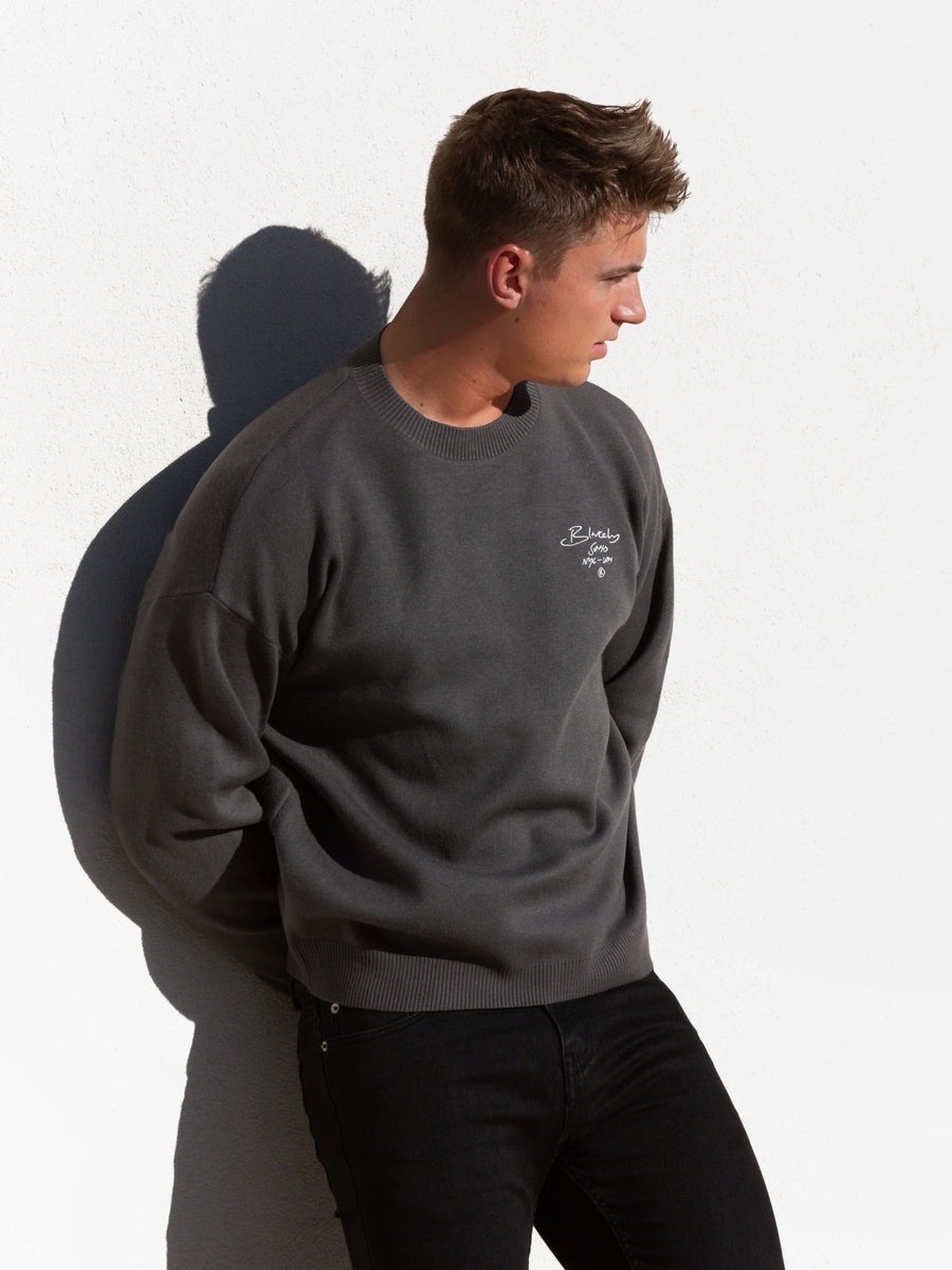 Soho Relaxed Script Jumper - Charcoal