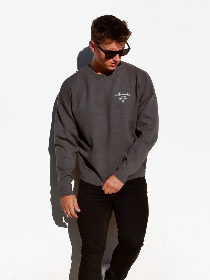 Soho Relaxed Script Jumper - Charcoal