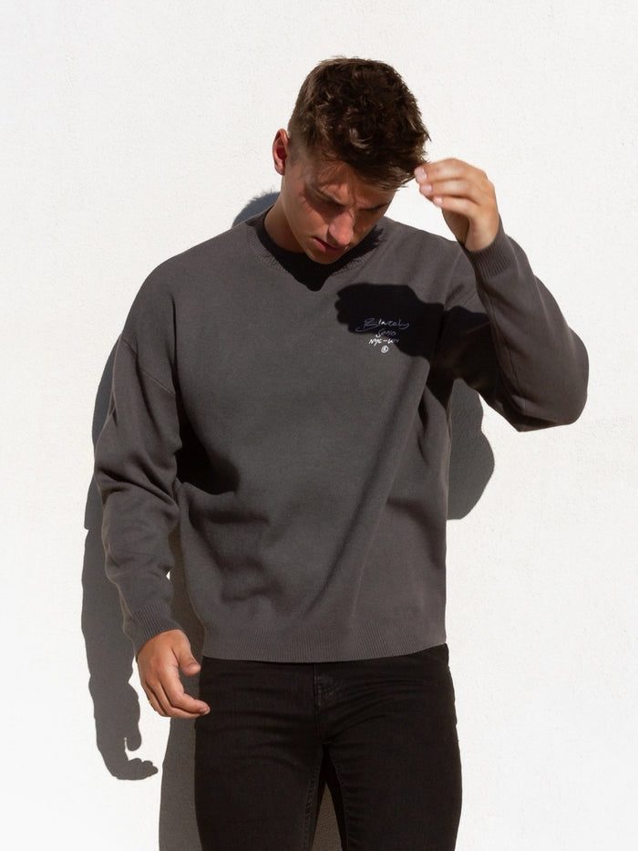 Soho Relaxed Script Jumper - Charcoal