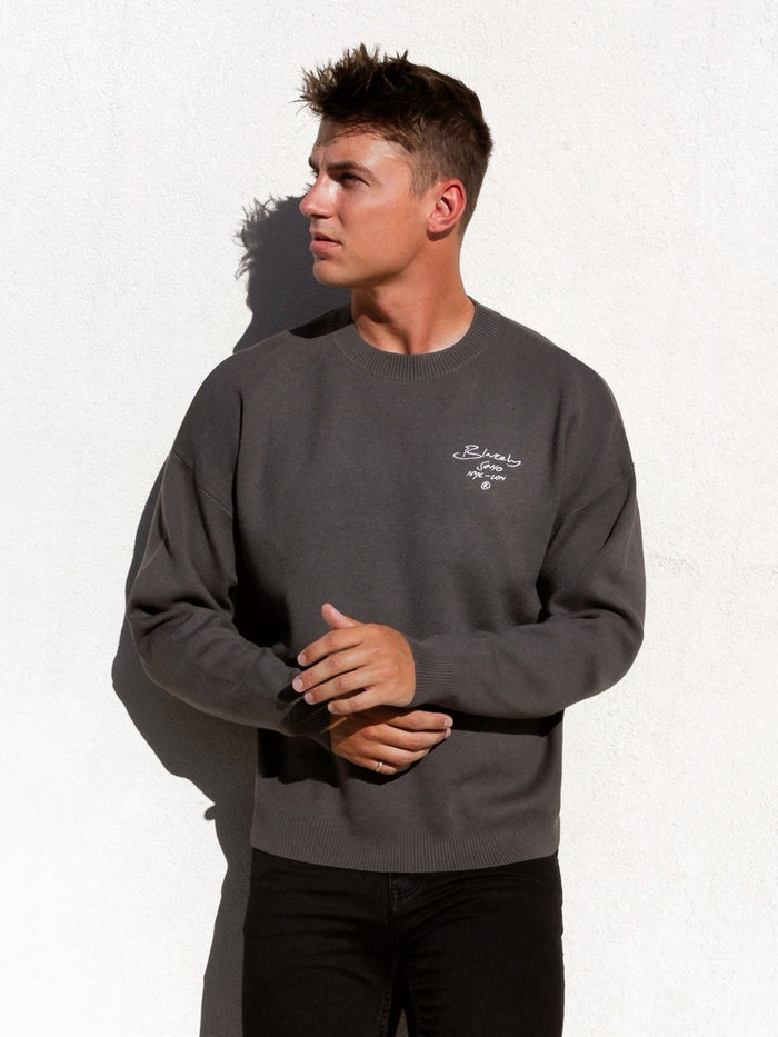 Soho Relaxed Script Jumper - Charcoal