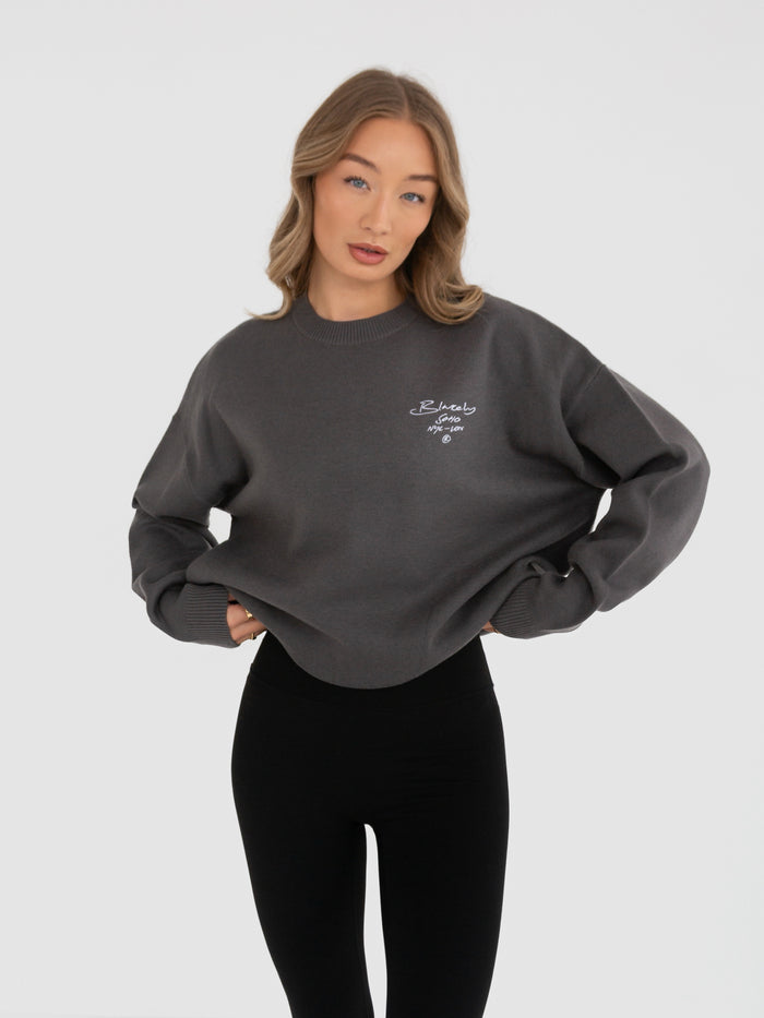 Soho Script Knitted Jumper - Charcoal