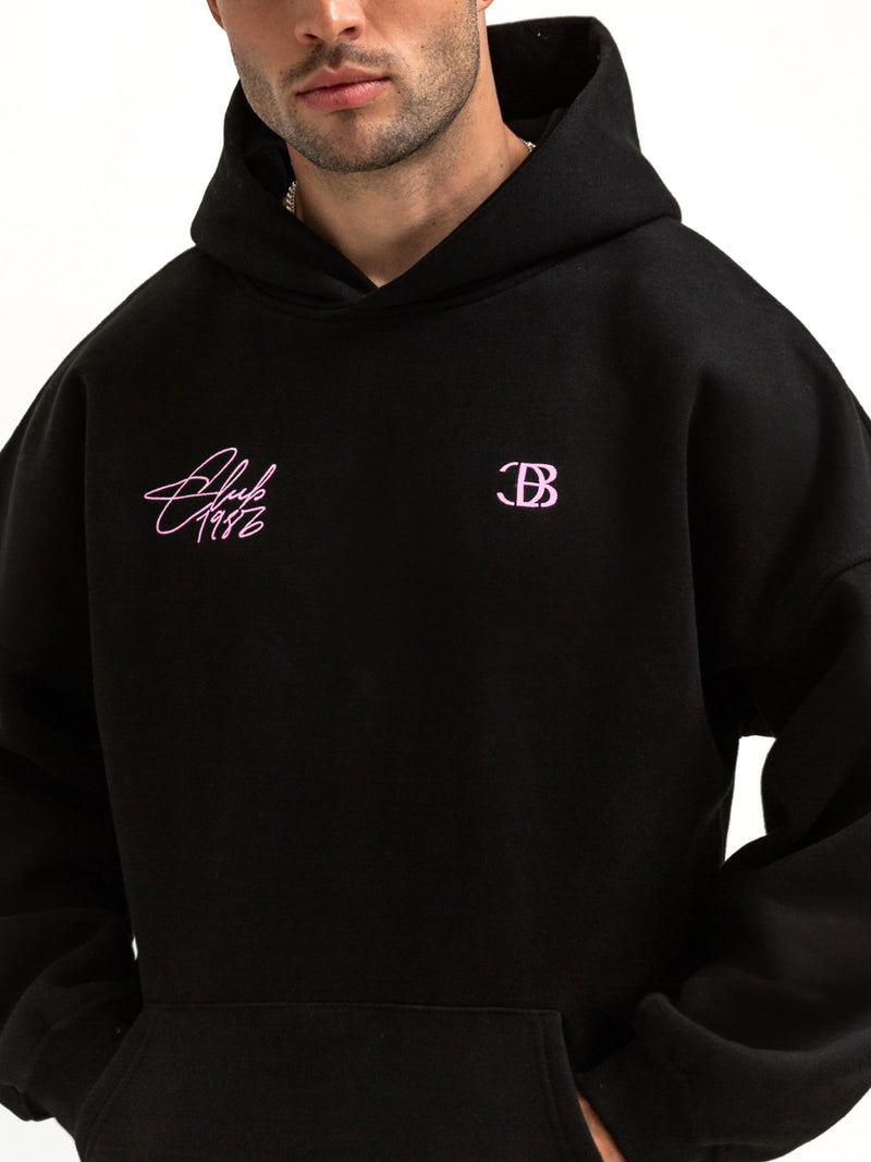 Club Relaxed Hoodie - Black & Pink