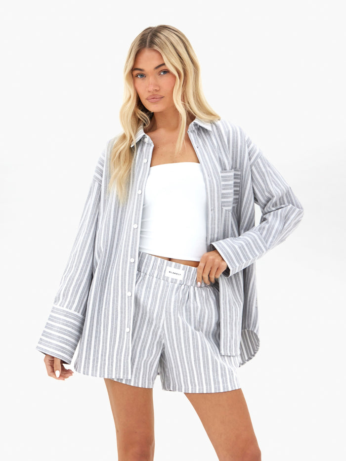 Elena Stripe Shirt - Grey