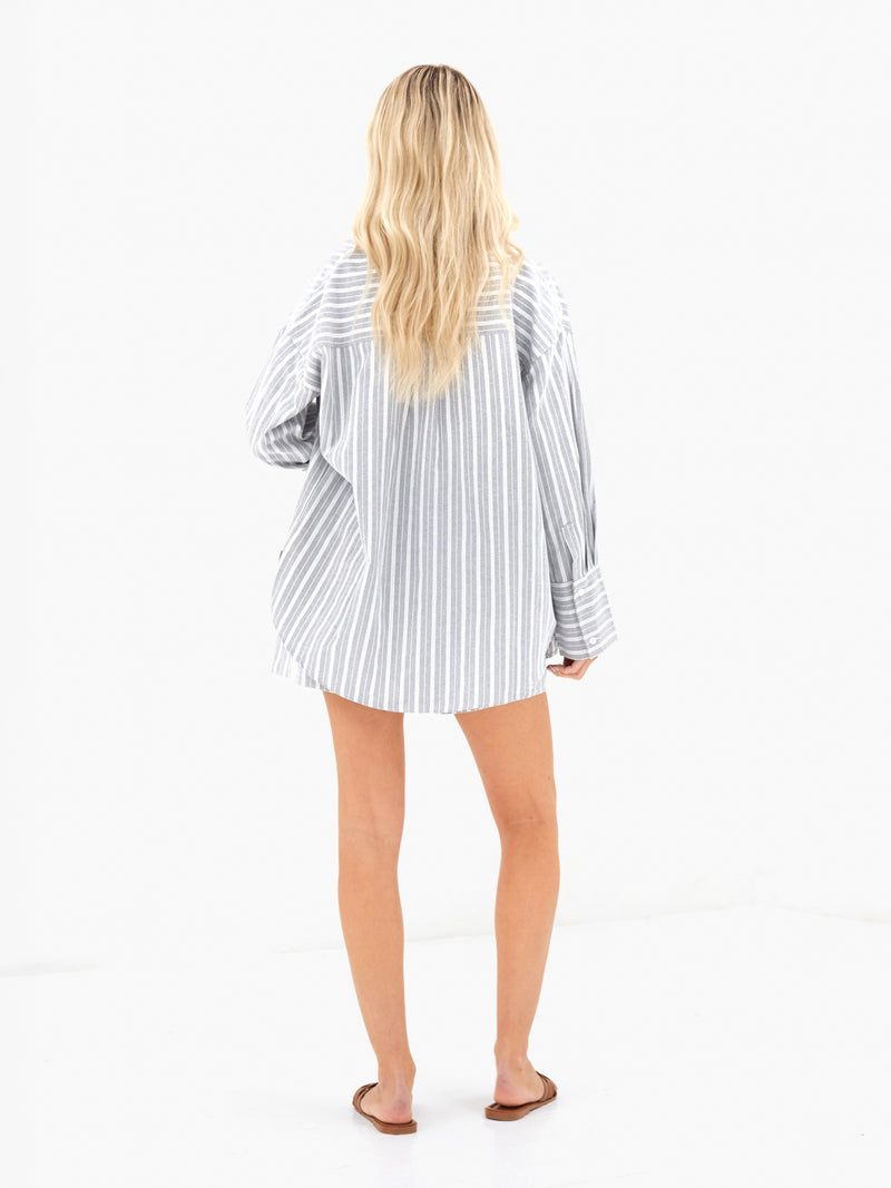 Elena Stripe Shirt - Grey