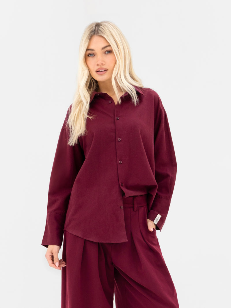 Sabrina Oversized Shirt - Burgundy