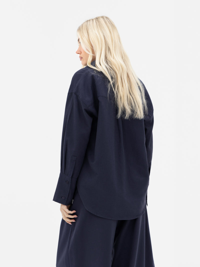 Sabrina Oversized Shirt - Soft Navy