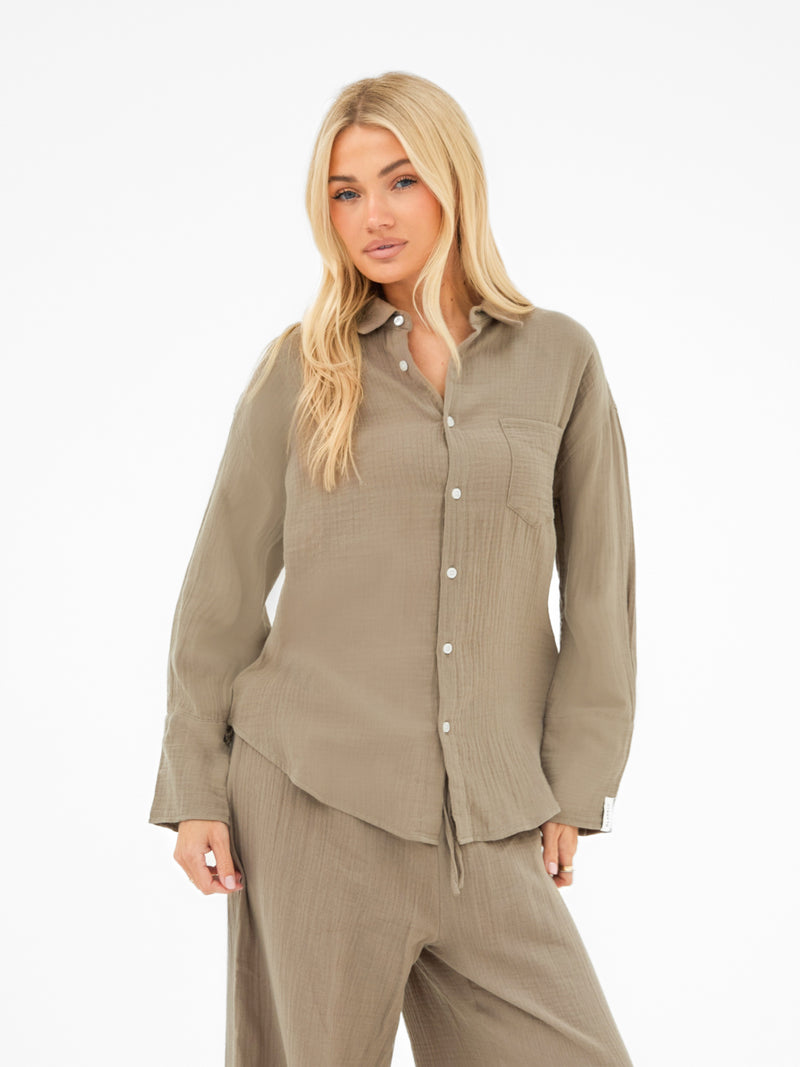 Mila Oversized Shirt - Taupe