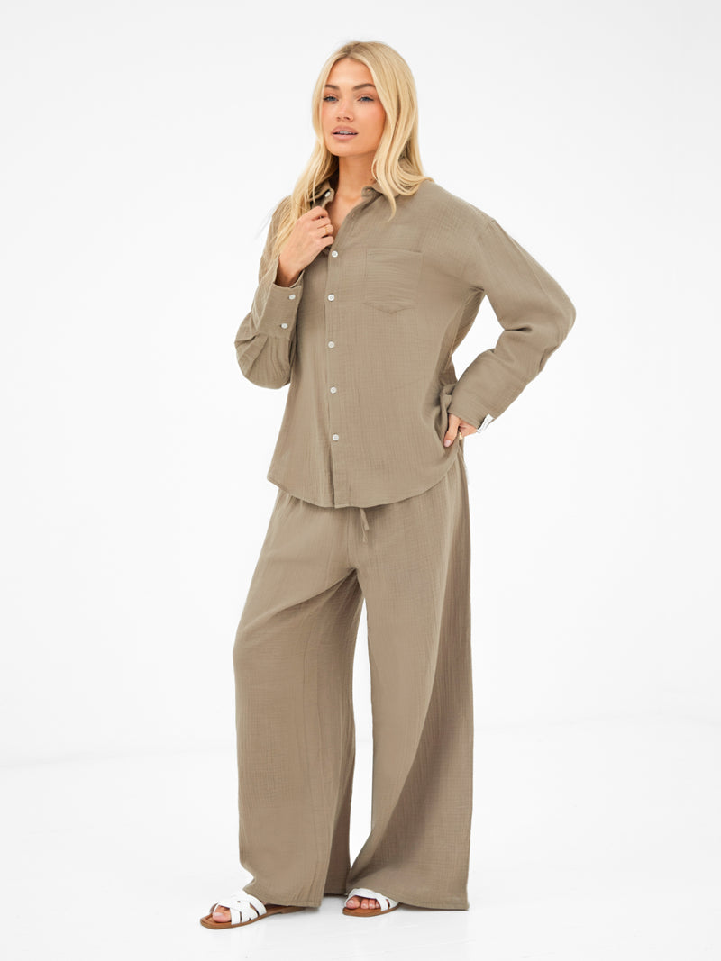 Mila Oversized Shirt - Taupe