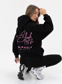 Club Oversized Hoodie - Black & Pink