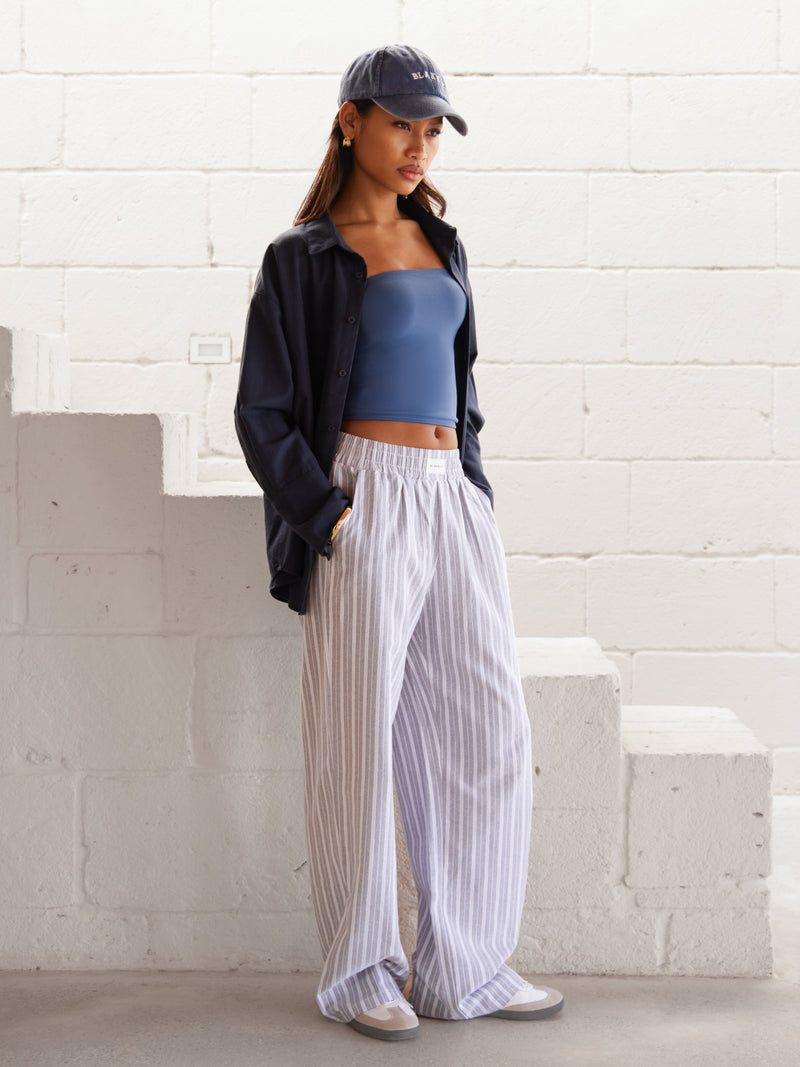 Elena Stripe Trousers - Blue