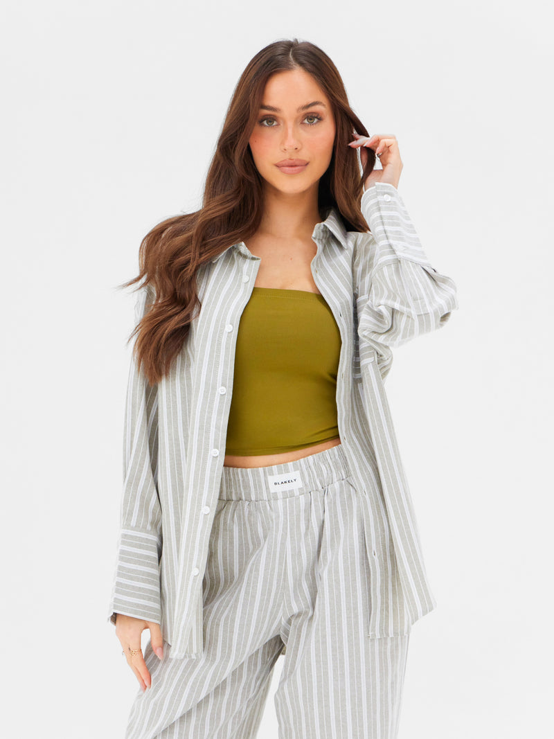 Elena Stripe Trousers - Light Brown