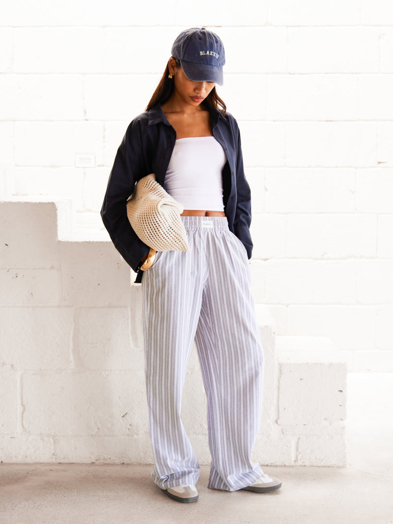 Elena Stripe Trousers - Grey