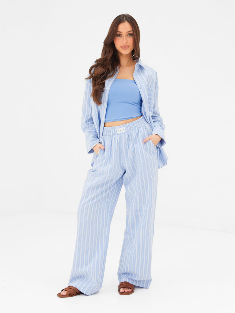 Elena Stripe Trousers - Light Blue